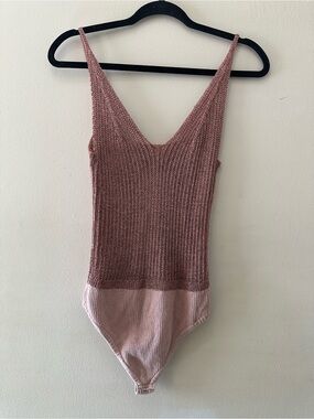 Free People Metallic Rose Knit Top